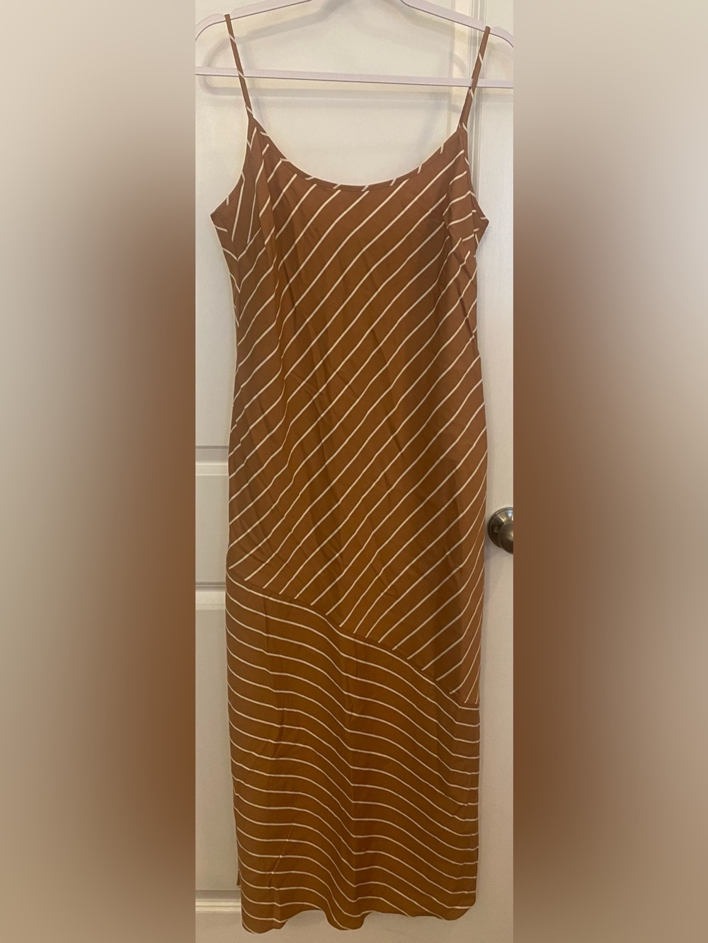 Jenni Kayne Kendall Slip Dress Sz S Terracotta/White Striped Pattern Adjustable - Picture 2 of 9